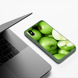 Чехол iPhone XS Max матовый Яблочная, цвет: 3D-темно-зеленый — фото 2