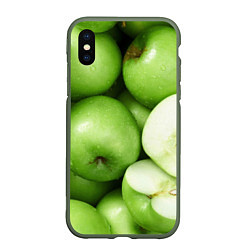 Чехол iPhone XS Max матовый Яблочная, цвет: 3D-темно-зеленый