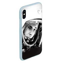 Чехол iPhone XS Max матовый Юрий Гагарин, цвет: 3D-голубой — фото 2