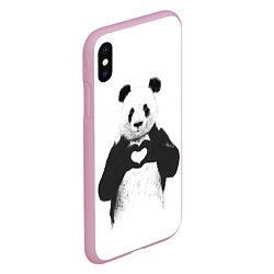 Чехол iPhone XS Max матовый Panda Love, цвет: 3D-розовый — фото 2