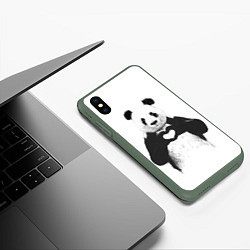 Чехол iPhone XS Max матовый Panda Love, цвет: 3D-темно-зеленый — фото 2