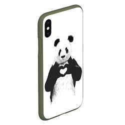 Чехол iPhone XS Max матовый Panda Love, цвет: 3D-темно-зеленый — фото 2