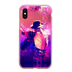 Чехол iPhone XS Max матовый Michael Jackson: Moon, цвет: 3D-розовый