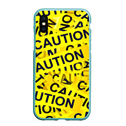 Чехол iPhone XS Max матовый Caution, цвет: 3D-мятный
