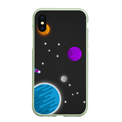 Чехол iPhone XS Max матовый Космос, цвет: 3D-салатовый