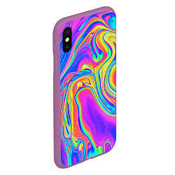 Чехол iPhone XS Max матовый Цветные разводы, цвет: 3D-фиолетовый — фото 2