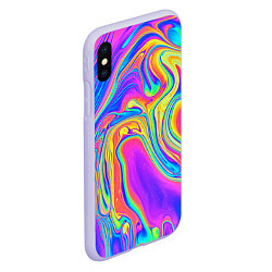 Чехол iPhone XS Max матовый Цветные разводы, цвет: 3D-светло-сиреневый — фото 2