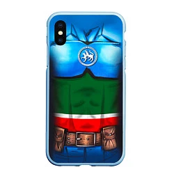 Чехол iPhone XS Max матовый Капитан Татарстан, цвет: 3D-голубой