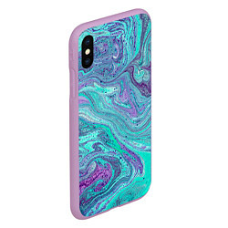 Чехол iPhone XS Max матовый Смесь красок, цвет: 3D-сиреневый — фото 2