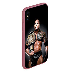 Чехол iPhone XS Max матовый Dwayne Johnson, цвет: 3D-малиновый — фото 2