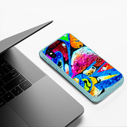 Чехол iPhone XS Max матовый Граффити, цвет: 3D-мятный — фото 2