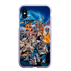 Чехол iPhone XS Max матовый Iron Maiden: Skeletons, цвет: 3D-светло-сиреневый