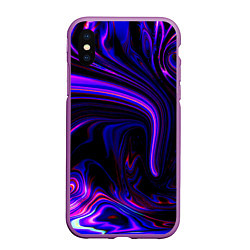 Чехол iPhone XS Max матовый Цветные разводы, цвет: 3D-фиолетовый