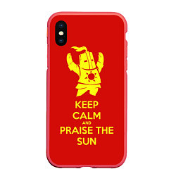 Чехол iPhone XS Max матовый Keep Calm & Praise The Sun, цвет: 3D-красный