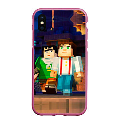 Чехол iPhone XS Max матовый Minecraft Men's, цвет: 3D-малиновый