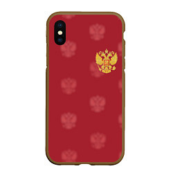 Чехол iPhone XS Max матовый Сборная России по футболу, цвет: 3D-коричневый