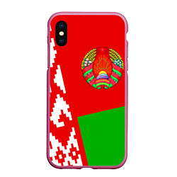 Чехол iPhone XS Max матовый Патриот Беларуси, цвет: 3D-малиновый