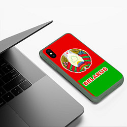 Чехол iPhone XS Max матовый Belarus Patriot, цвет: 3D-темно-зеленый — фото 2