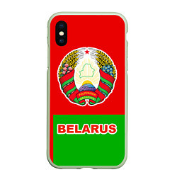 Чехол iPhone XS Max матовый Belarus Patriot, цвет: 3D-салатовый