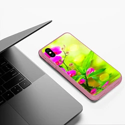 Чехол iPhone XS Max матовый Цветы, цвет: 3D-малиновый — фото 2