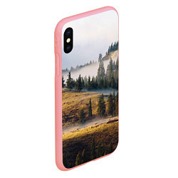 Чехол iPhone XS Max матовый Туман в горах, цвет: 3D-баблгам — фото 2