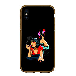 Чехол iPhone XS Max матовый Pulp Fiction: Mia Wallace, цвет: 3D-коричневый