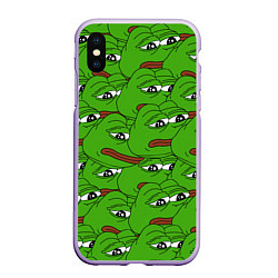 Чехол iPhone XS Max матовый Sad frogs, цвет: 3D-светло-сиреневый