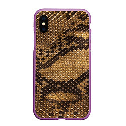 Чехол iPhone XS Max матовый Змеиная кожа, цвет: 3D-фиолетовый