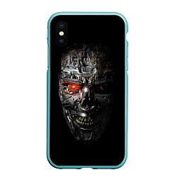 Чехол iPhone XS Max матовый Terminator Skull, цвет: 3D-мятный