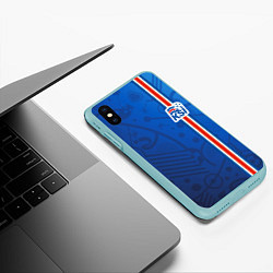 Чехол iPhone XS Max матовый Сборная Исландии по футболу, цвет: 3D-мятный — фото 2