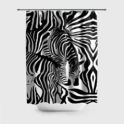 Шторка для душа Полосатая зебра, цвет: 3D-принт