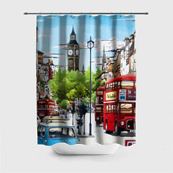 Шторка для душа Улицы Лондона -Big Ben, цвет: 3D-принт