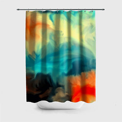 Шторка для душа Разноцветная акварель, цвет: 3D-принт