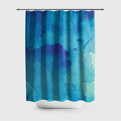 Шторка для душа Синяя акварель, цвет: 3D-принт