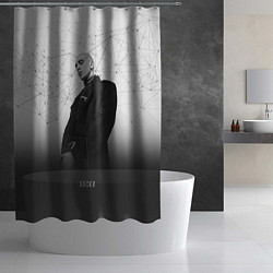 Шторка для душа Хаски: Геометрия, цвет: 3D-принт — фото 2