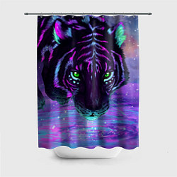 Шторка для душа Неоновый тигр, цвет: 3D-принт