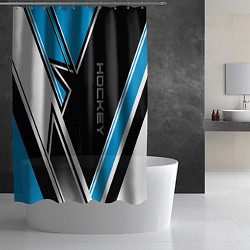 Шторка для душа Hockey black blue white, цвет: 3D-принт — фото 2
