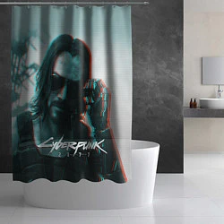Шторка для душа Cyberpunk 2077: Keanu Reeves, цвет: 3D-принт — фото 2
