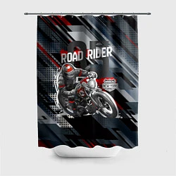 Шторка для душа Road rider мотоциклист, цвет: 3D-принт