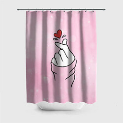 Шторка для душа Сердечко пальцами, цвет: 3D-принт