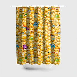 Шторка для душа Смайлики Emoji, цвет: 3D-принт