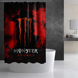 Шторка для душа Red grunge monster energy, цвет: 3D-принт — фото 2