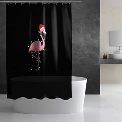 Шторка для душа Новогодний Фламинго, цвет: 3D-принт — фото 2