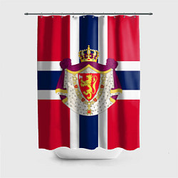 Шторка для душа Норвегия Флаг и герб Норвегии, цвет: 3D-принт