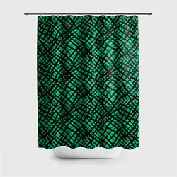 Шторка для душа Абстрактный зелено-черный узор, цвет: 3D-принт