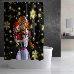 Шторка для душа Щелкунчик и принцесса в сияющих снежинках, цвет: 3D-принт — фото 2
