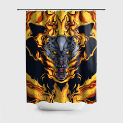 Шторка для душа Маска тигра в огне, цвет: 3D-принт