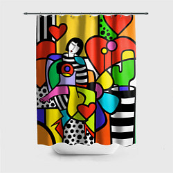 Шторка для душа Romero Britto - valentines day, цвет: 3D-принт