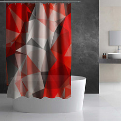 Шторка для душа Красно-серая геометрия, цвет: 3D-принт — фото 2