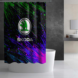 Шторка для душа Skoda разноцветные брызги, цвет: 3D-принт — фото 2